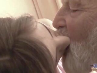 Old Young - Big phallus Grandpa Fucked by Teen she licks thick old man cock