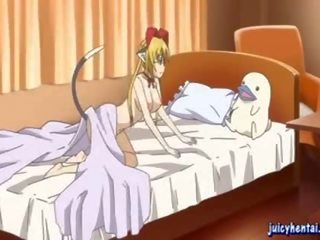 Cartoon Lesbians licking and enjoying a penis