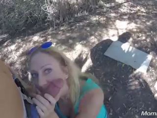 Enchanting Blonde Cougar gets public facial POV